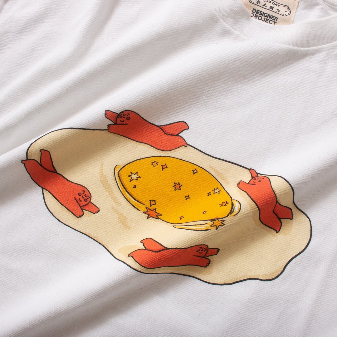 【Designer Project-toballki】想在蛋的世界游历图案Tee (EX345) - 男装上衣/T 恤 - 棉．麻 白色