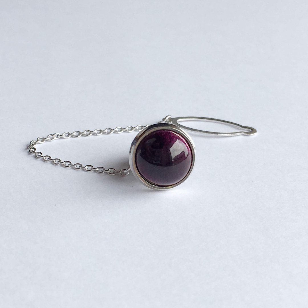 Sepia [Wine] Cloisonne Tie Tack Lapel Pin Pure Silver Cloisonne Cloisonne - 领带/领带夹 - 其他材质 紫色