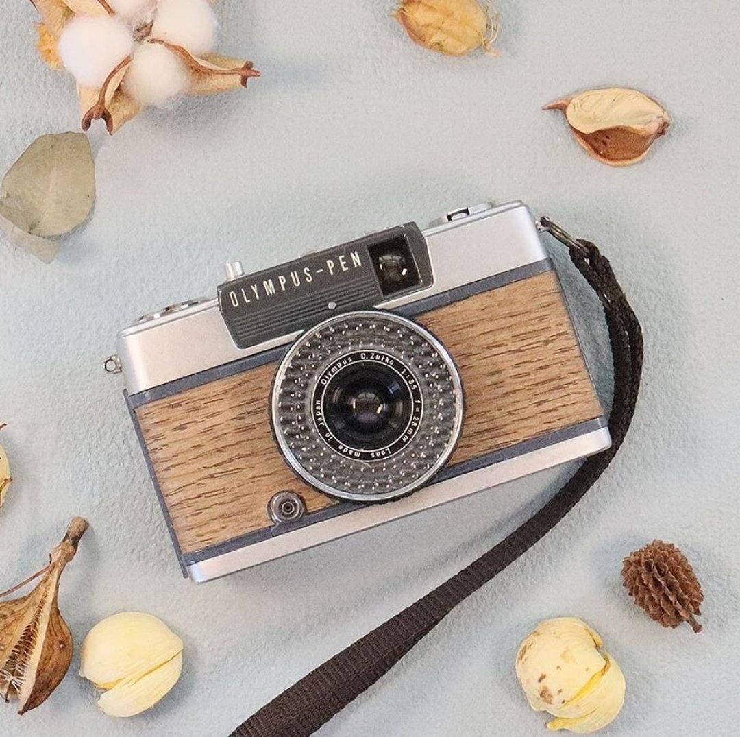 【包邮】【功能完好】老式底片相机 天然木贴皮限定款 OLYMPUS PEN EE-2 S/N2954707 - 相机 - 其他金属 咖啡色