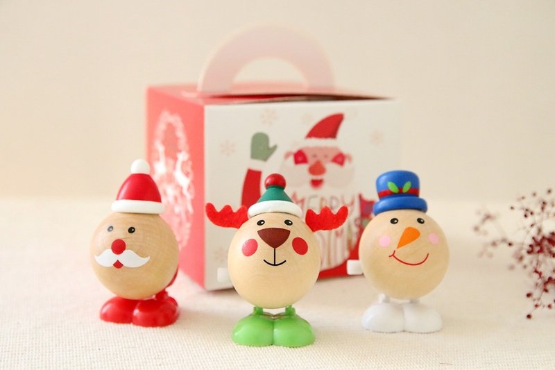 木制圣诞发条跳跳玩具 - 圣诞老人 糜鹿 雪人 - 其他 - 木头 