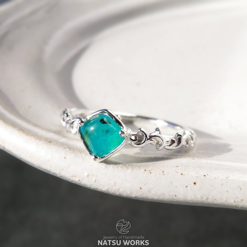 蓝铜矿玉髓 戒指 / Chrysocolla Chalcedony Ring 229 - 戒指 - 宝石 蓝色
