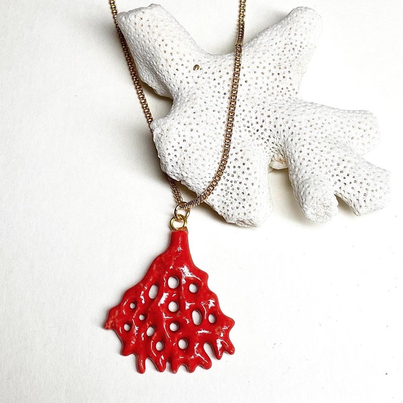 AndMary 手绘瓷项链-红珊瑚礁项链 Red Coral Reef Necklace - 项链 - 瓷 
