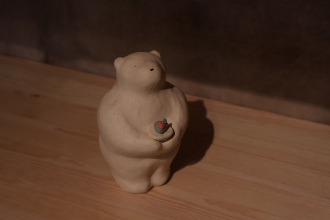 抹茶草莓小熊公仔 - 玩偶/公仔 - 陶 白色