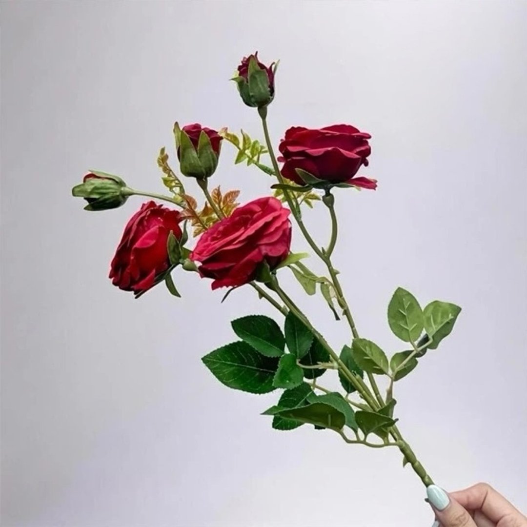英式温莎城堡花园蔷薇古典红仿真花花材(1入组) - 摆饰 - 塑料 黄色