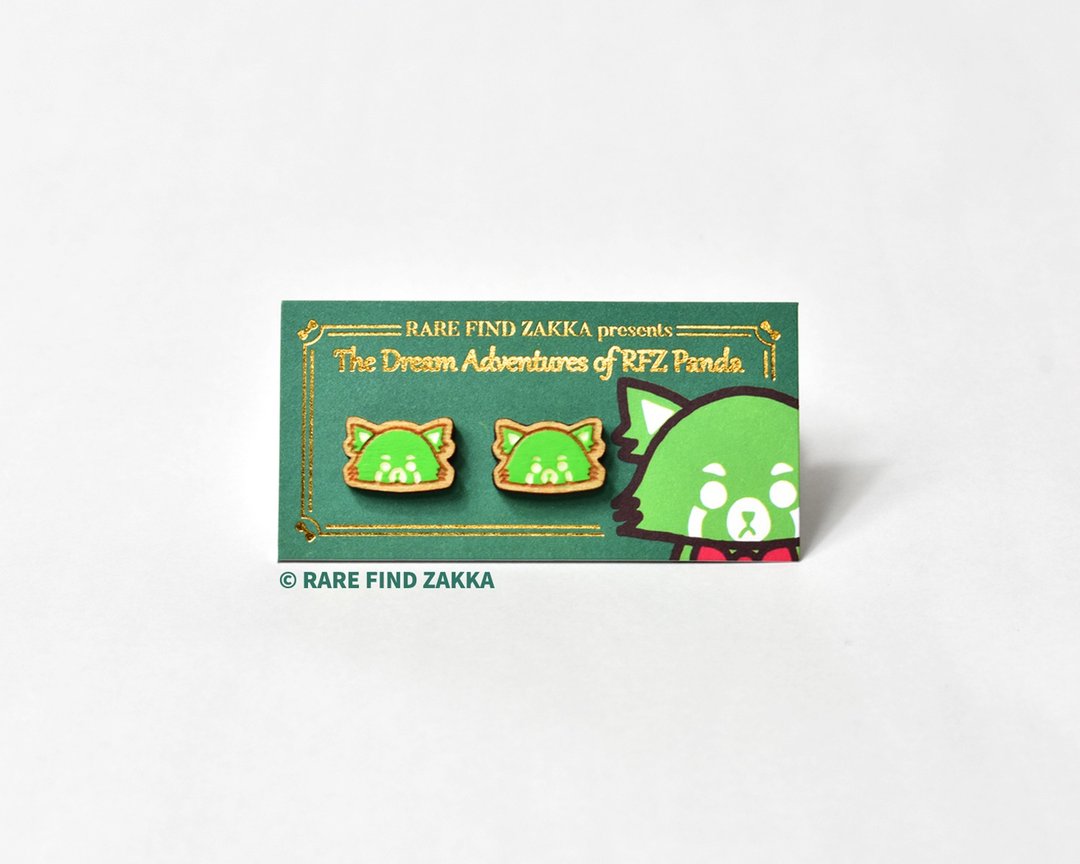 【手作作品】 手绘木制耳环 - RFZ Panda小熊猫 - 耳环/耳夹 - 木头 绿色