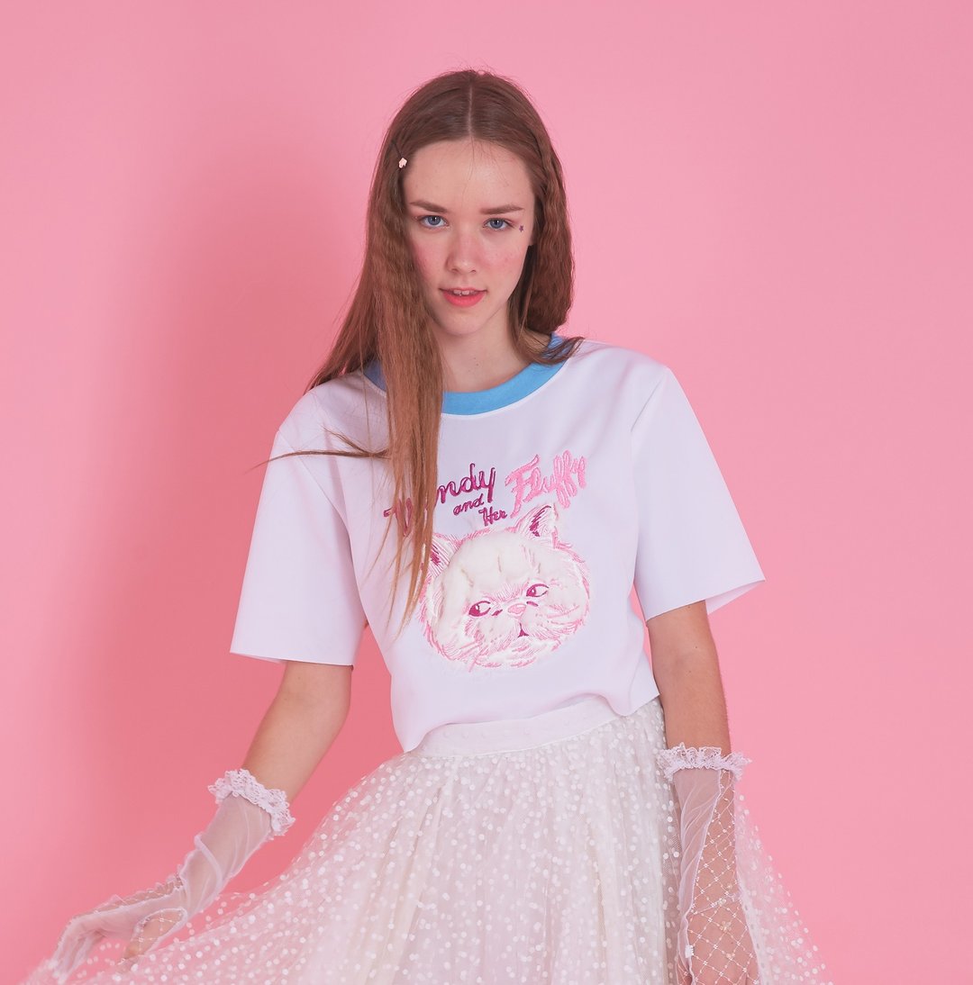 Kitty Crop - 女装上衣 - 其他材质 白色