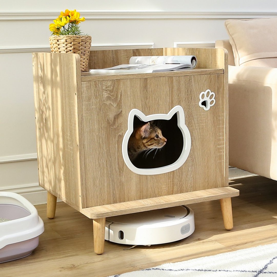 【微慢】MIT掀盖式躲猫猫床边收纳安心屋 猫窝 猫咪柜 收纳 - 收纳用品 - 其他材质 咖啡色