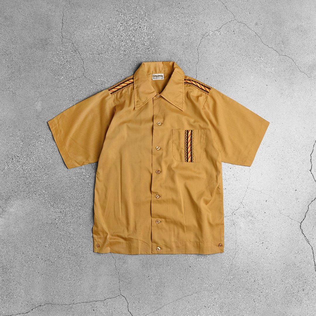 70s king louie bowling Shirts 保龄球衫 / Vintage古着 - 男装衬衫 - 棉 橘色