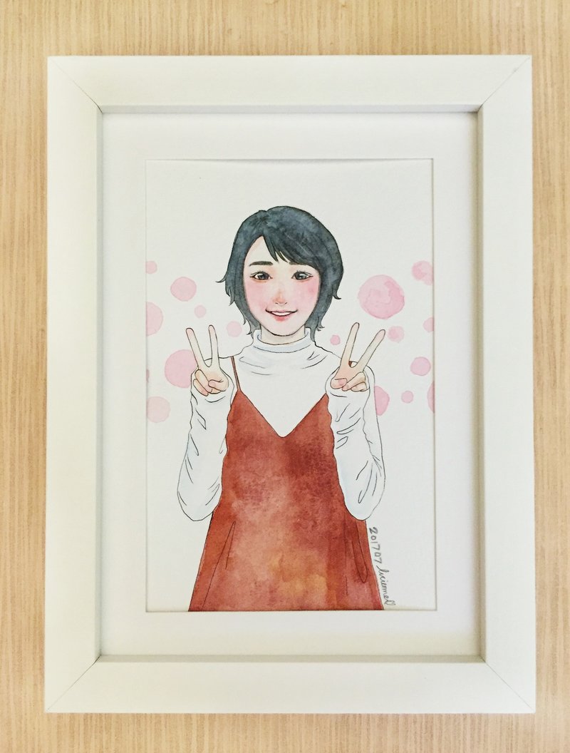 单人手绘插画人像-订制-纪念-礼物 - 卡片/明信片 - 纸 粉红色