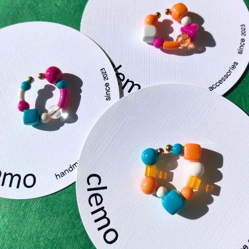 小圆圈 钴蓝/桃红/橘色【耳骨夹】 - 其他 - 其他材质 多色