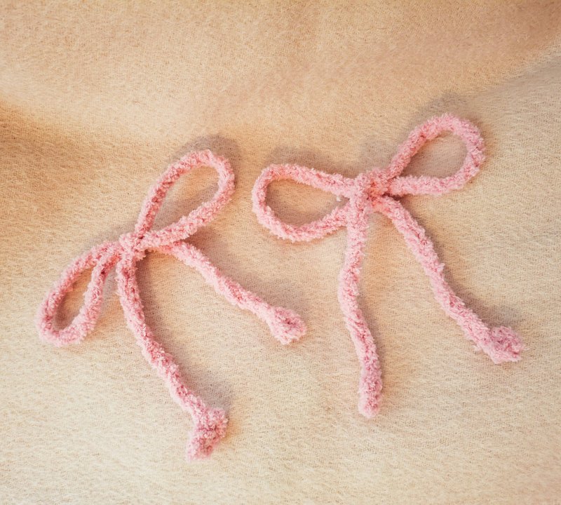 绒线啾啾。手织绑带 - 发带/发箍 - 聚酯纤维 粉红色