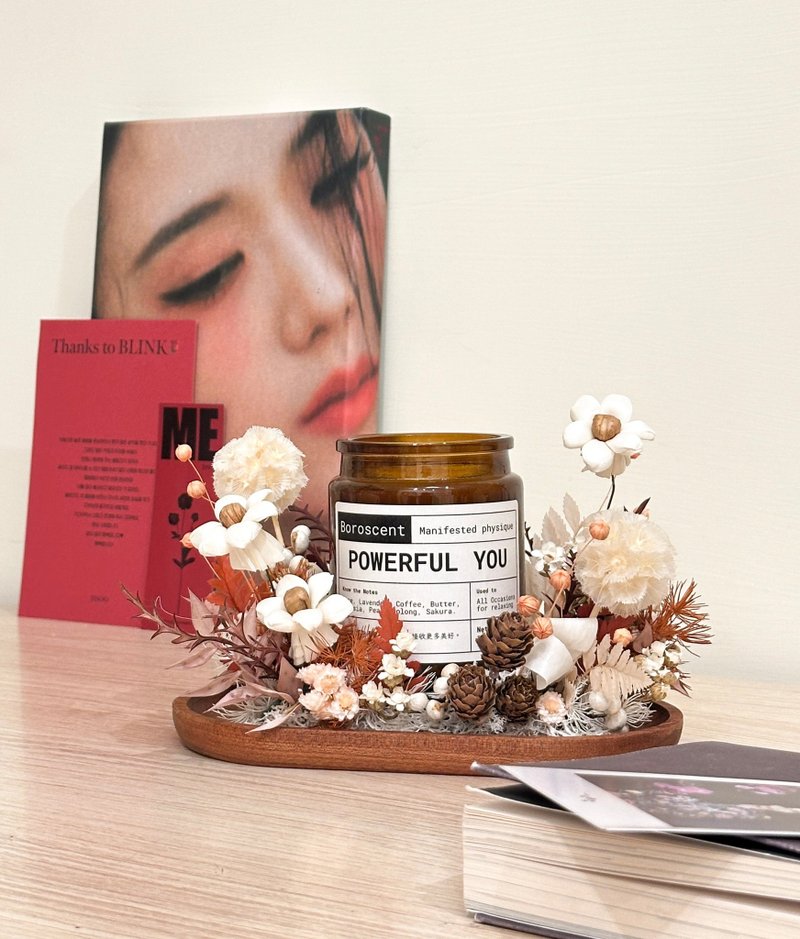 Ripple x Boroscent 白桃静室 联名永生花香薰蜡烛烛台 - 蜡烛/烛台 - 植物．花 