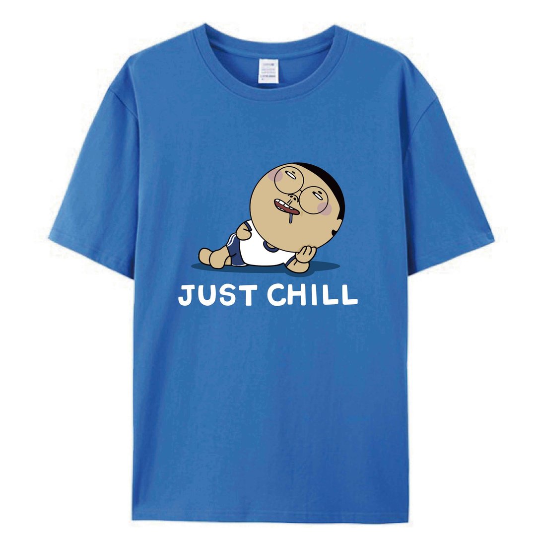 CHILL / 插画T恤  T-SHIRT  夏季短袖 纯棉 上衣 - 男装上衣/T 恤 - 棉 蓝色