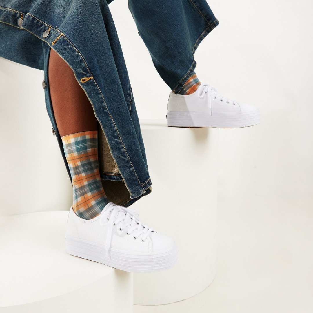 Keds TRIPLE UP CANVAS 经典厚底帆布休闲小白鞋 WF66003 - 女款休闲鞋 - 其他材质 