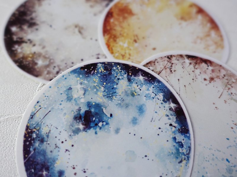 行星散策 月亮透明贴纸 - 贴纸 - 纸 蓝色