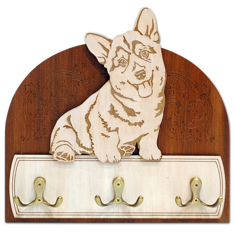 Corgi Hanger / holder leashes, rack key of wood - 衣架/挂勾 - 木头 