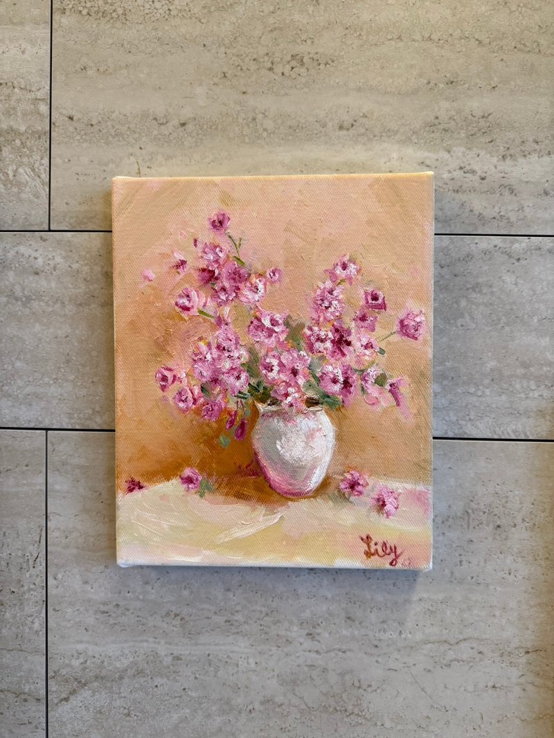 暖日花影 - 粉色花卉油画 手绘原作 小品画 - 海报/装饰画/版画 - 棉．麻 