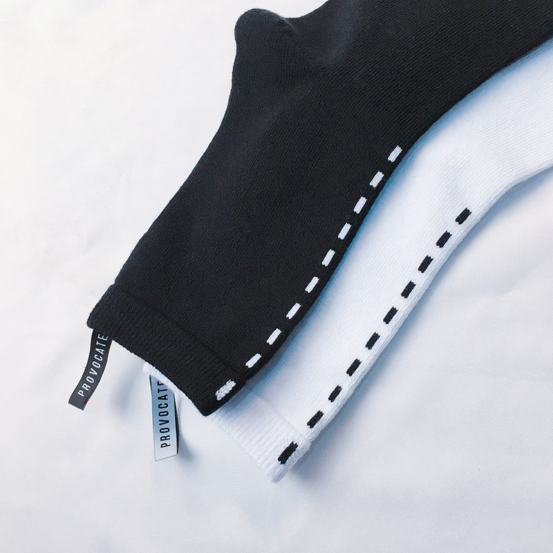 黑白细雨袜子组合 - 袜子 - 棉．麻 黑色