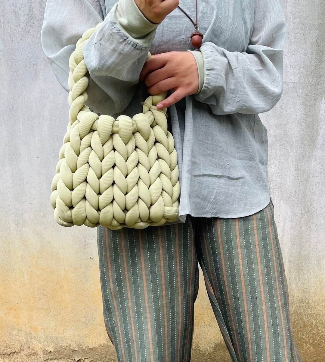 实体 | 中坜 | 夏季手编凉感粗线包  可做手提肩斜背 Chunky Knit - 编织/羊毛毡/布艺 - 棉 