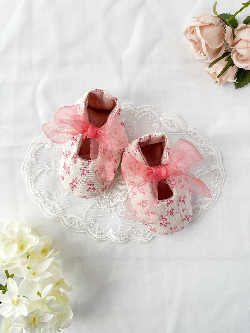 Rosebud Small Floral Baby Shoes Pink - 婴儿鞋 - 棉．麻 粉红色