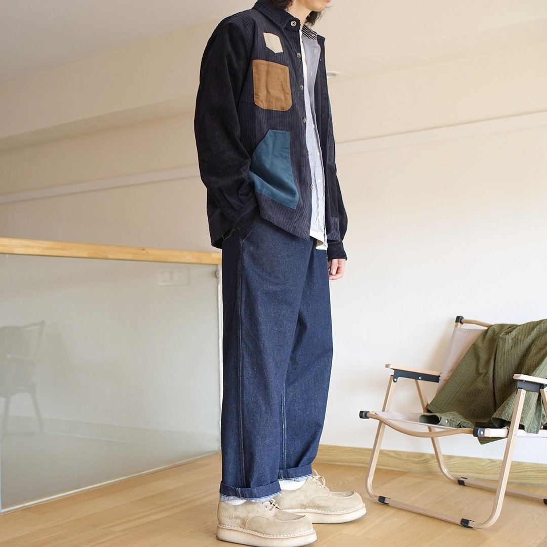 Corduroy Splicing Jacket 拼接灯芯绒口袋外套夹克 - 男装外套 - 棉 蓝色