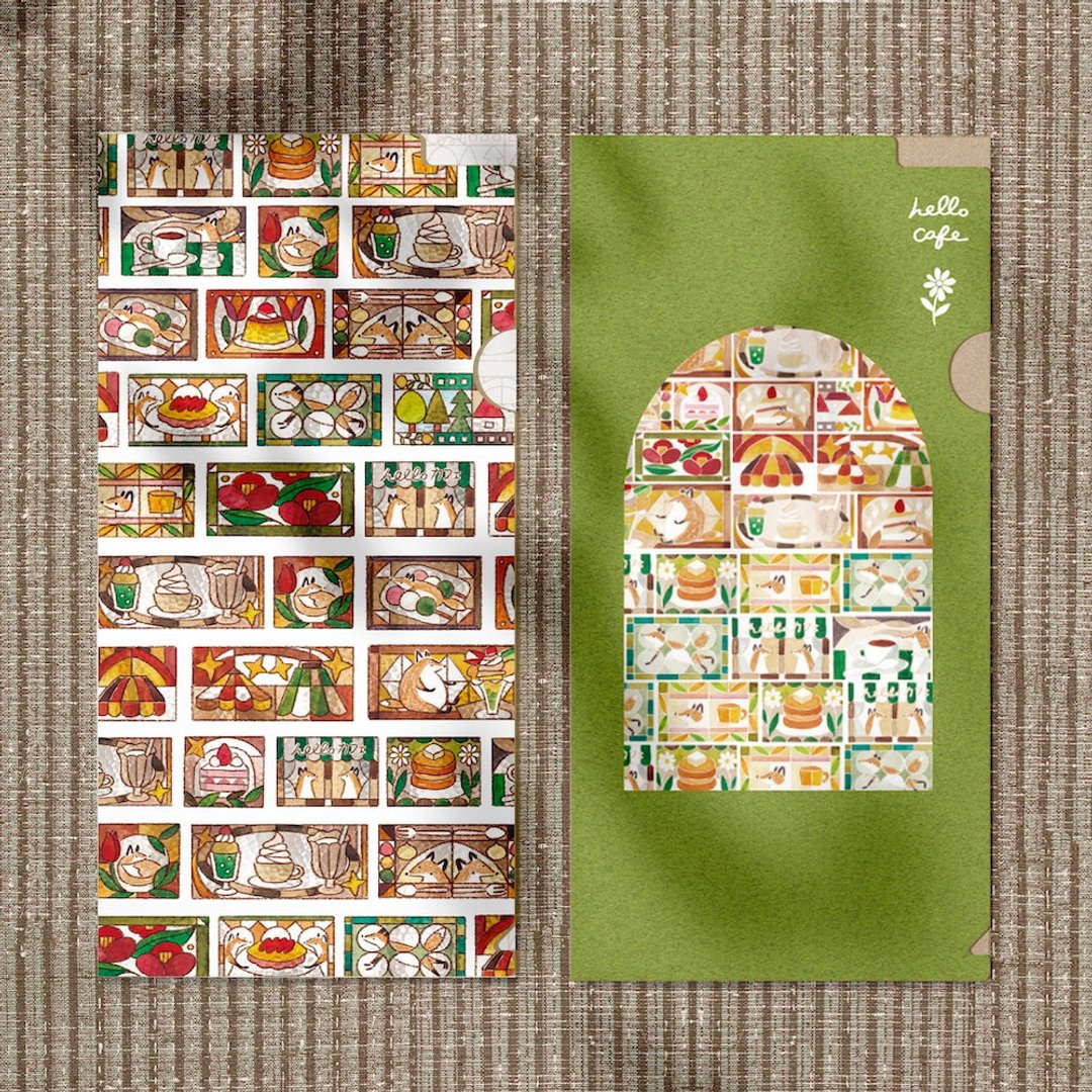 窗边的吃茶店 Stained Glass | 多功能票夹 / 资料夹 两入组 - 文件夹/资料夹 - 塑料 