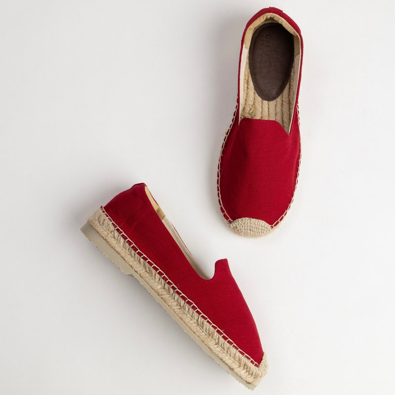 | 圣诞节穿搭 | 好穿不磨脚 / 正红 素色系列草编鞋/ 休闲鞋 - 女款休闲鞋 - 棉．麻 红色