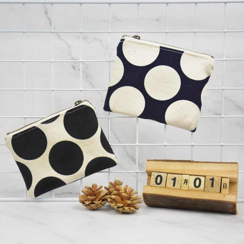 大点点卡套零钱包 - 零钱包 - 棉．麻 黑色