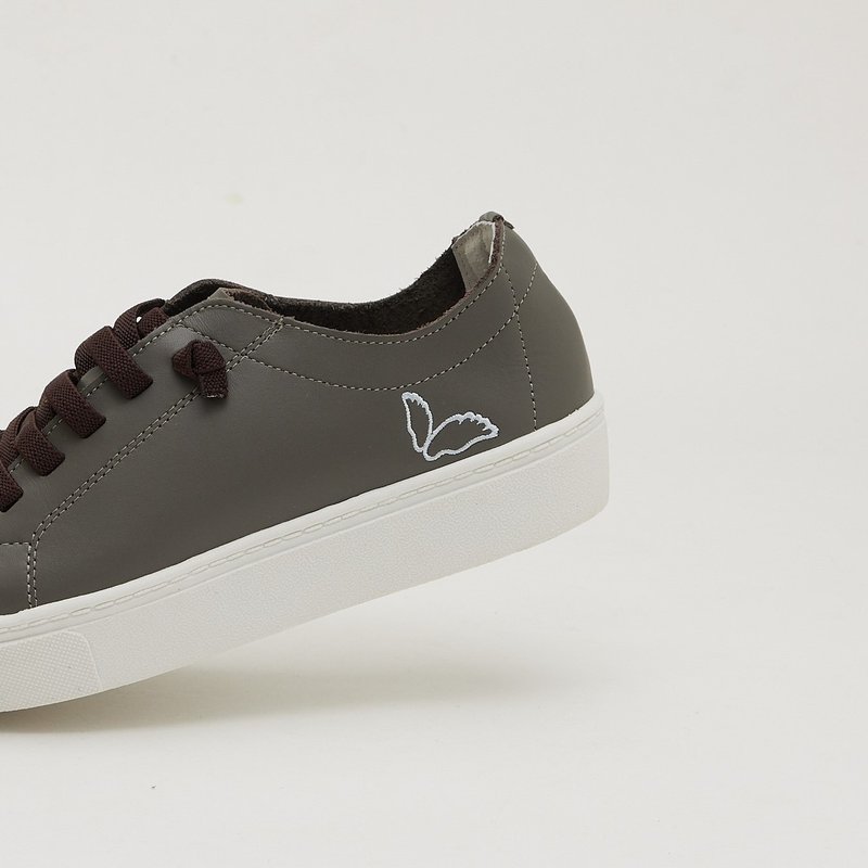 | 好穿休闲鞋・抗污防泼水 | MUSE 缪思鞋-卡本灰 附双色松紧鞋带 - 女款运动鞋/球鞋 - 真皮 灰色