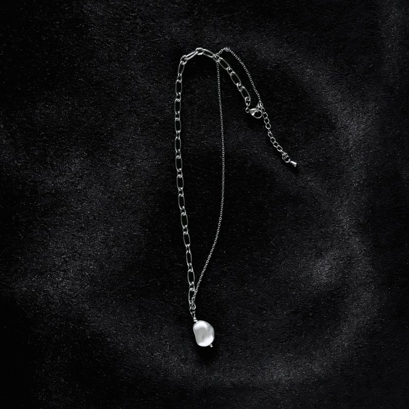 巴洛克珍珠链式项链 (银色) - 项链 - 珍珠 