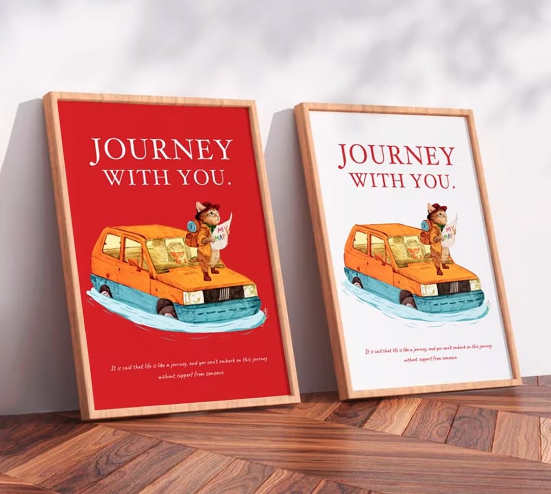 Journey with You / 原创海报 / A4 或 A3 尺寸 - 海报/装饰画/版画 - 塑料 白色