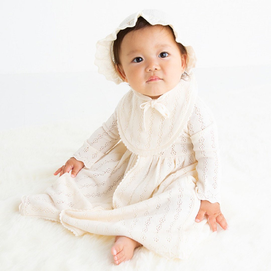 Y-1256 100% Organic Cotton Ceremony 3-piece set Made in Japan - 围嘴/口水巾 - 棉 