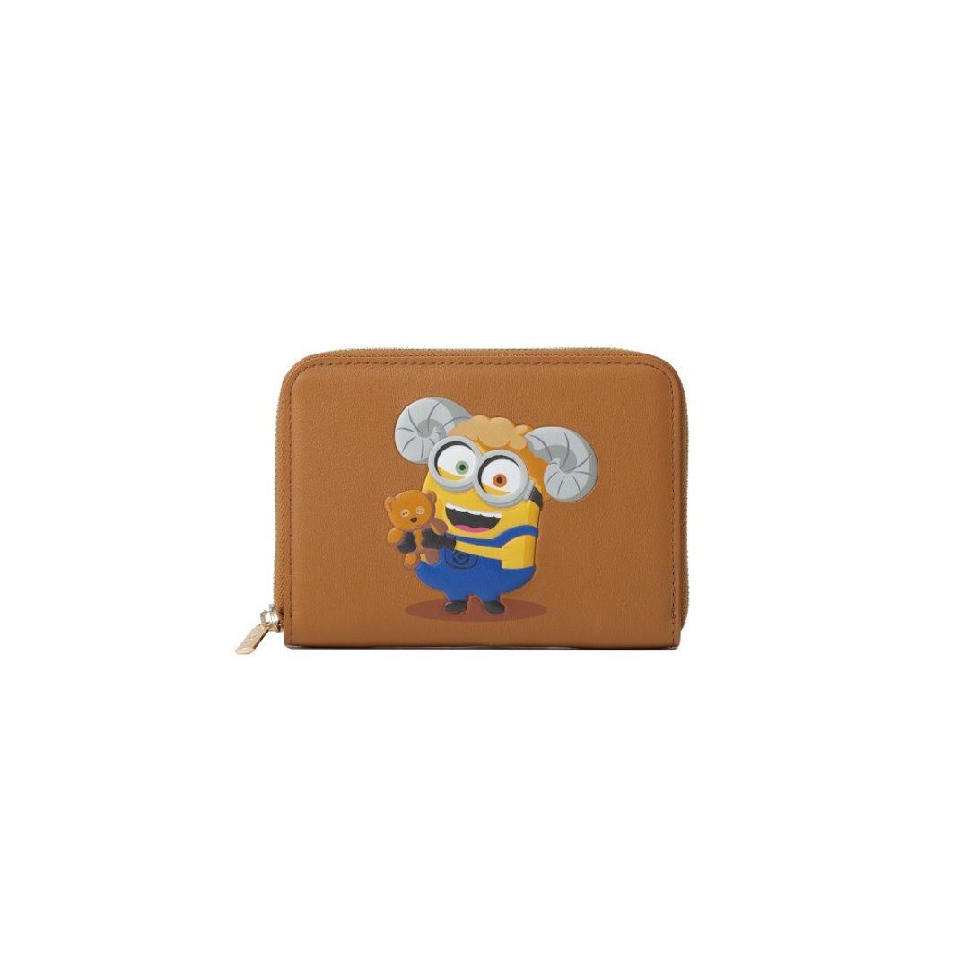 Minions 星座皮革银包 (白羊座) - 皮夹/钱包 - 真皮 咖啡色