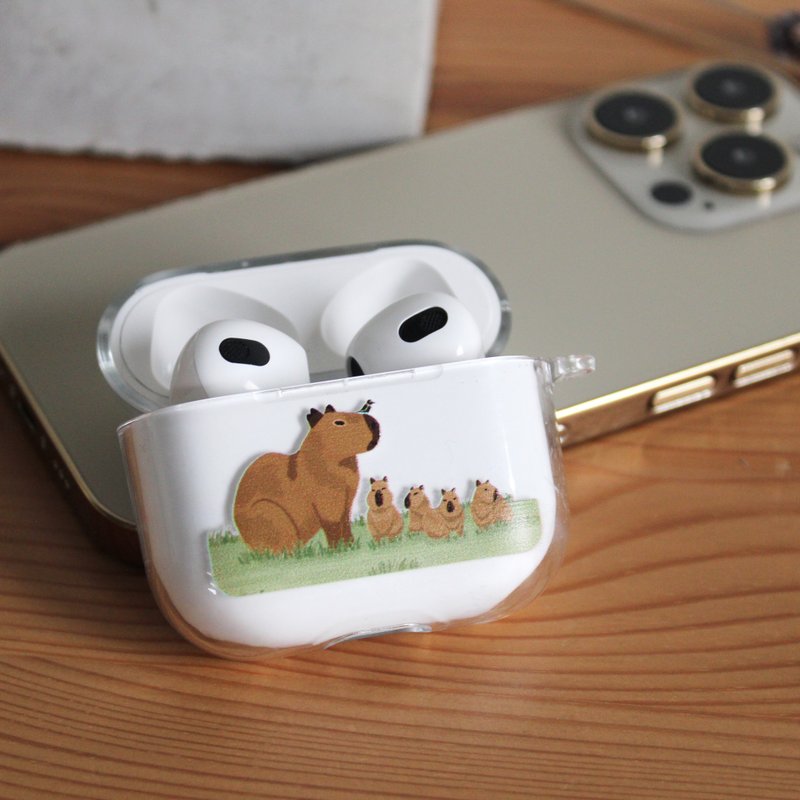 水豚 透明 AirPods 保护套(硬壳/软壳可选) - 耳机收纳 - 塑料 透明
