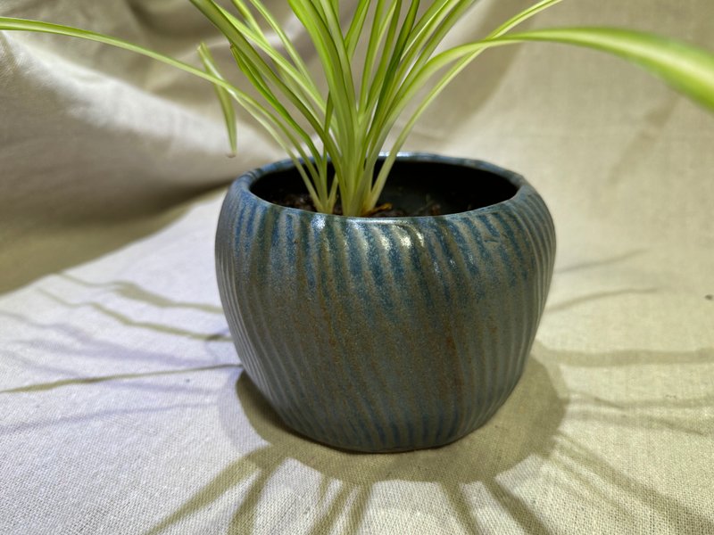 静蓝线条盆栽 - 植栽/盆栽 - 陶 