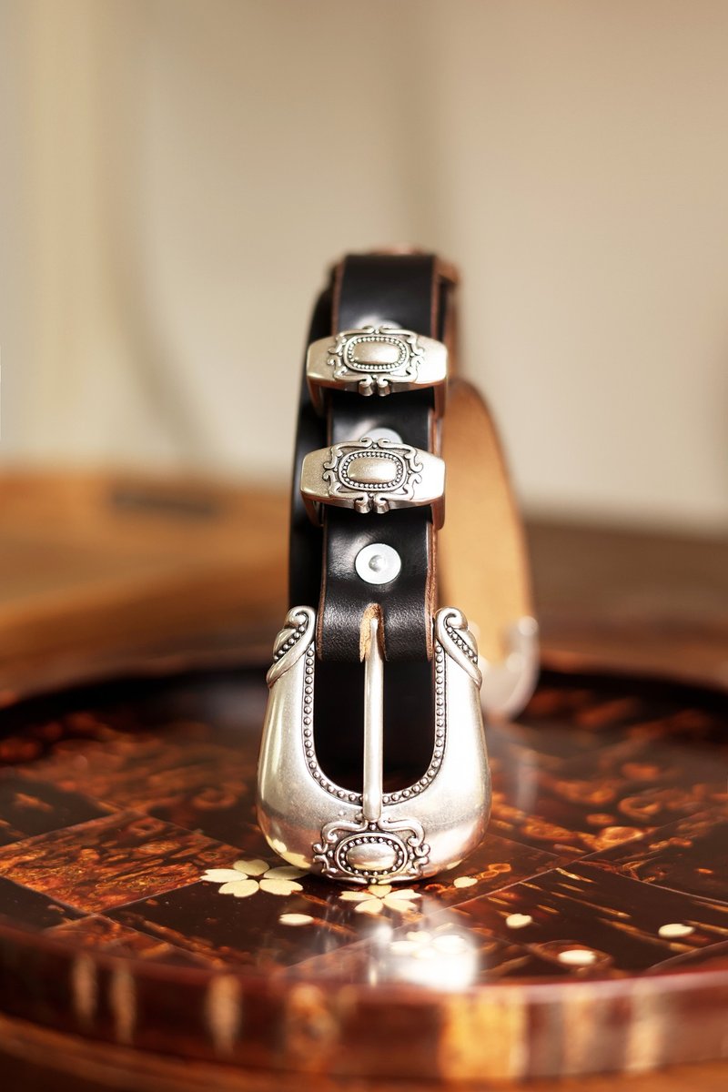 美国霍尔文Horween皮 手工镀银雕花腰带 - 皮带/腰带 - 真皮 多色