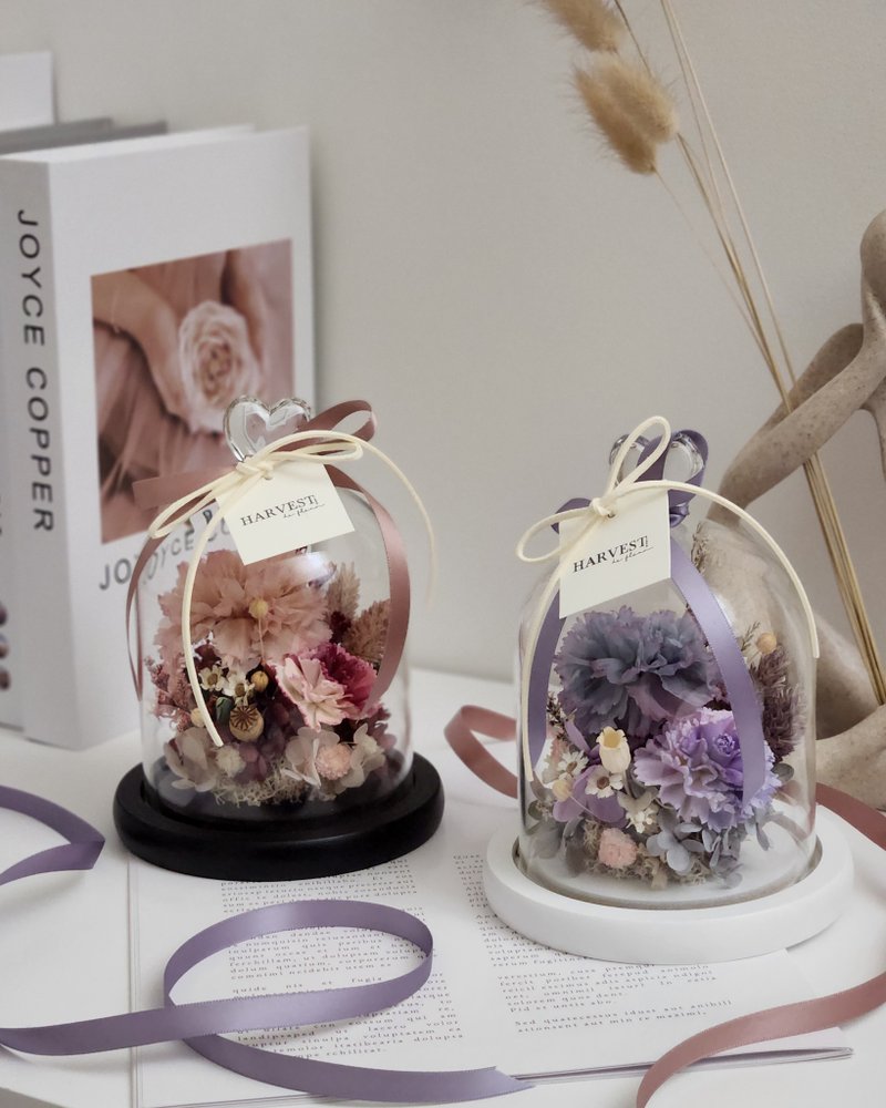 母亲节 永生康乃馨玻璃盅罩 - 干燥花/捧花 - 植物．花 紫色