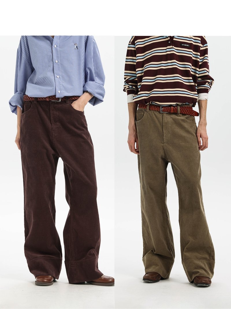 【微喇剪裁】百搭休闲巴恩风古着洗褪灯芯绒直筒长裤Unvesno(UN) - 男士长裤 - 其他材质 