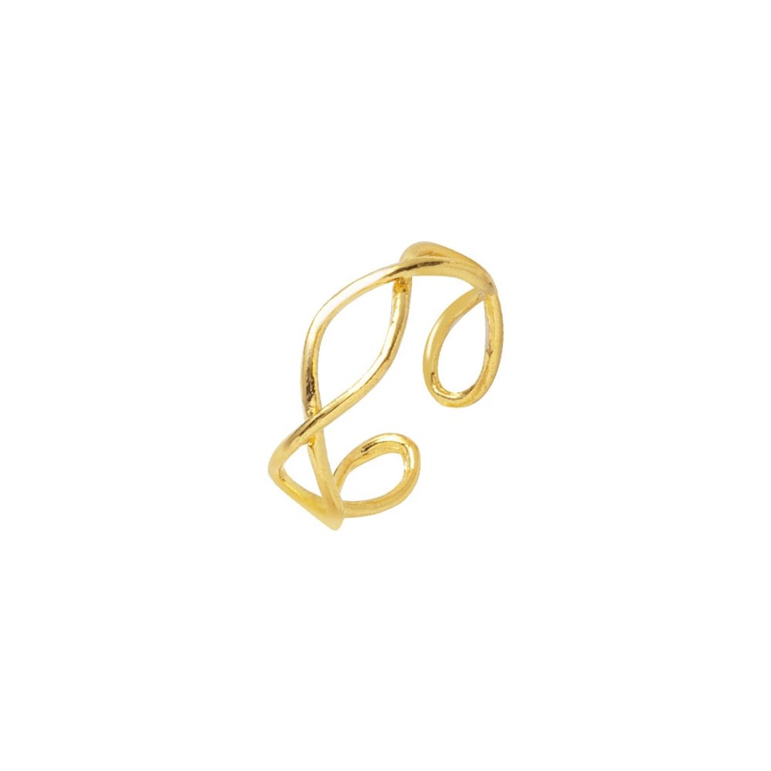 藏宝箱金饰 9999黄金纯金戒指 交叉戒指 韩版时尚 - 戒指 - 24k 金 金色