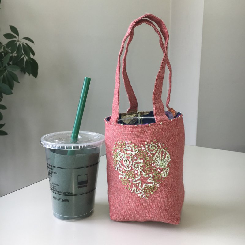 Cafe bag heart shell - 手提包/手提袋 - 棉．麻 红色