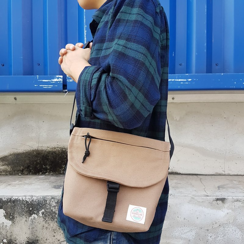 New Brown Basic Messenger Canvas Bag / everyday bag / travel /weekend - 侧背包/斜挎包 - 棉．麻 咖啡色