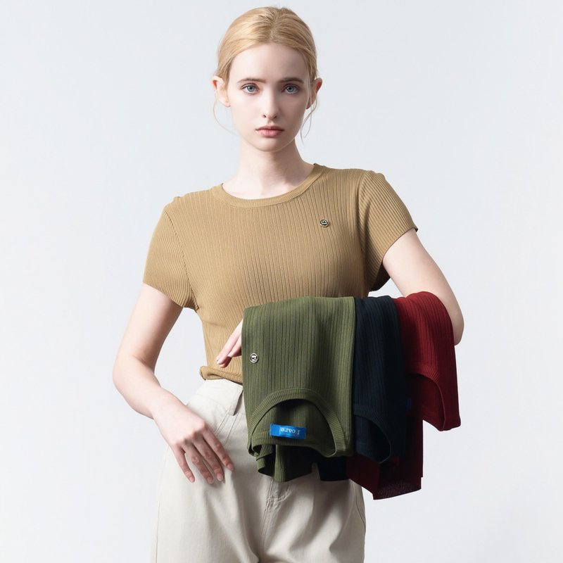 【ICare】极简素色罗纹百搭针织上衣 - 4色(F) | 女针织上衣 百搭 - 女装针织衫/毛衣 - 聚酯纤维 