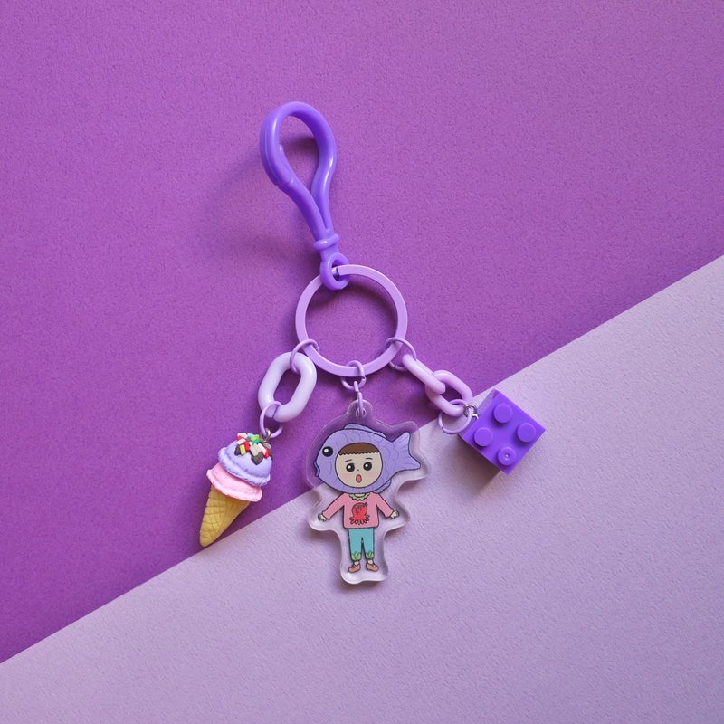 紫色系//芋头鲷鱼烧 - 菓糖手作吊饰/钥匙圈 - 钥匙链/钥匙包 - 压克力 紫色