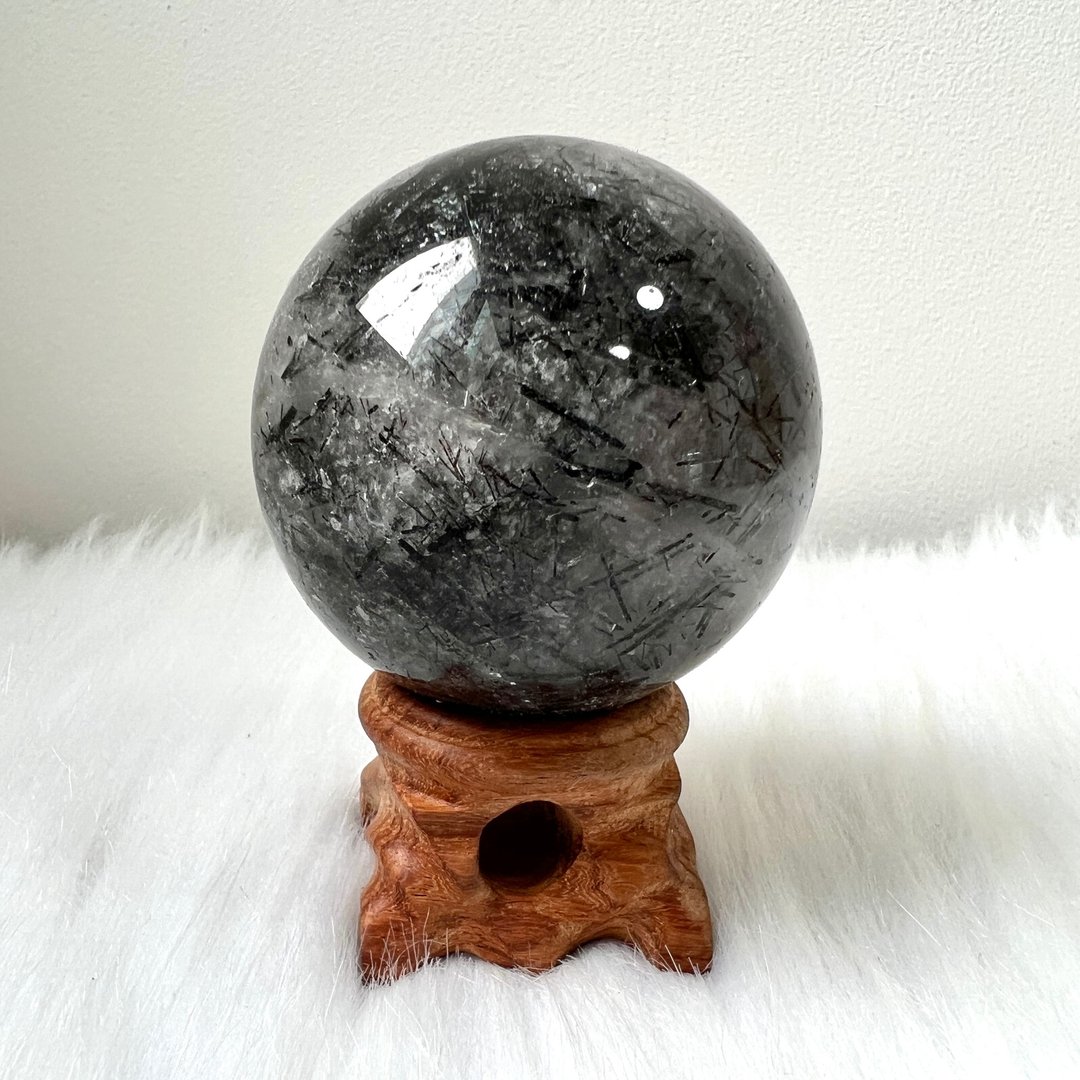 黑发晶球 | 水晶 | 水晶球 | 水晶摆件 - 摆饰 - 水晶 黑色