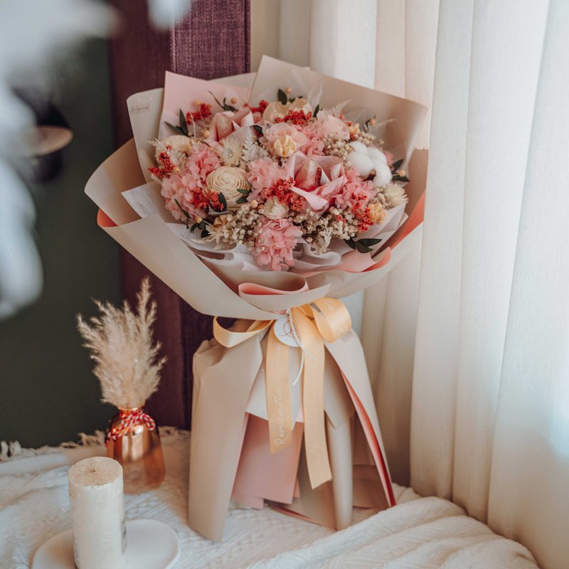 钞票花束 红包 可订制 母亲节花礼 永生花 永生玫瑰花  求婚花束 - 干燥花/捧花 - 植物．花 粉红色