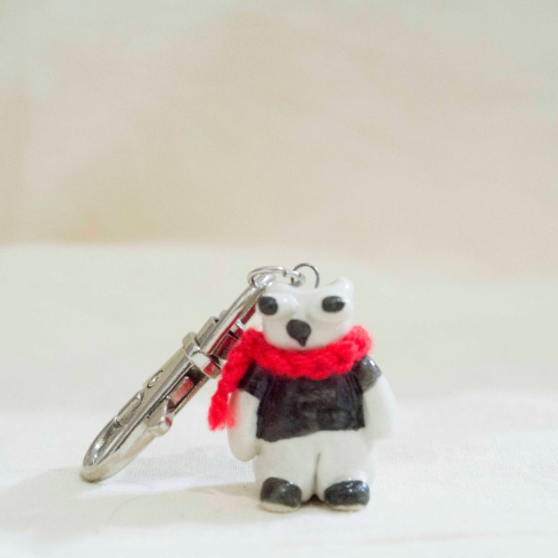 猫猫瓷偶 钥匙圈 - 钥匙链/钥匙包 - 瓷 白色