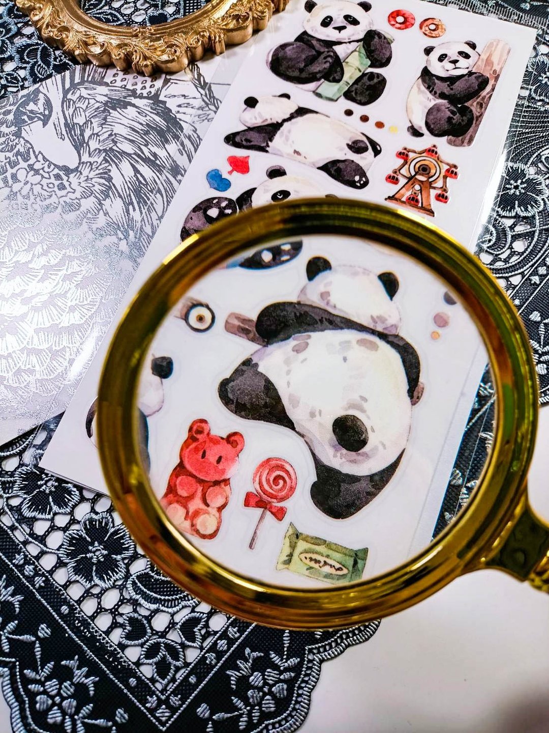 KR524熊貓_panda C/  轉印貼 - 贴纸 - 塑料 