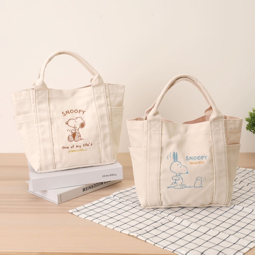 Peanuts 史努比厚帆布手提袋 Snoopy 便当袋 - 手提包/手提袋 - 聚酯纤维 多色