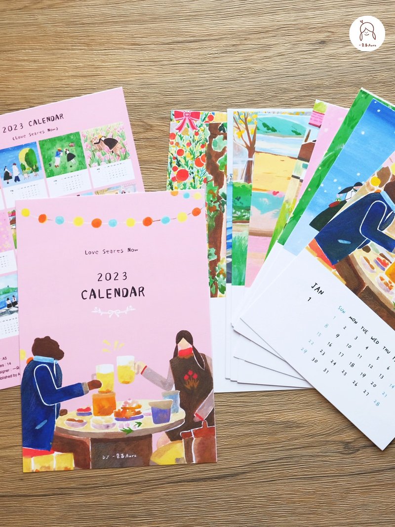 Love Starts Now 2023 新年年历 盐系手绘插画 挂历/桌历 - 年历/台历 - 纸 多色