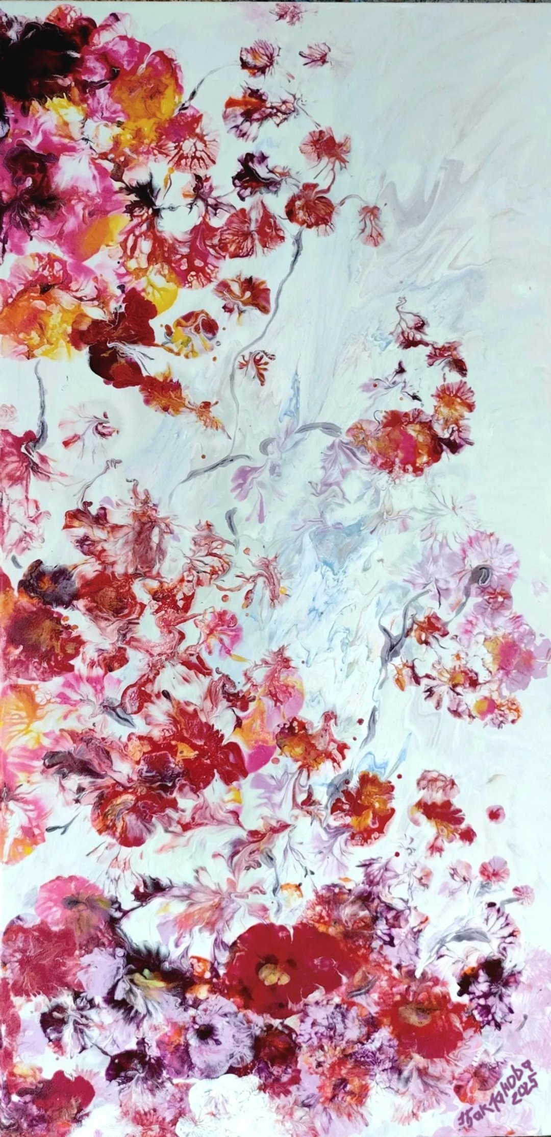 花卉探戈 流动艺术 红色花卉布置 原创绘画 - 墙贴/壁贴 - 其他材质 红色